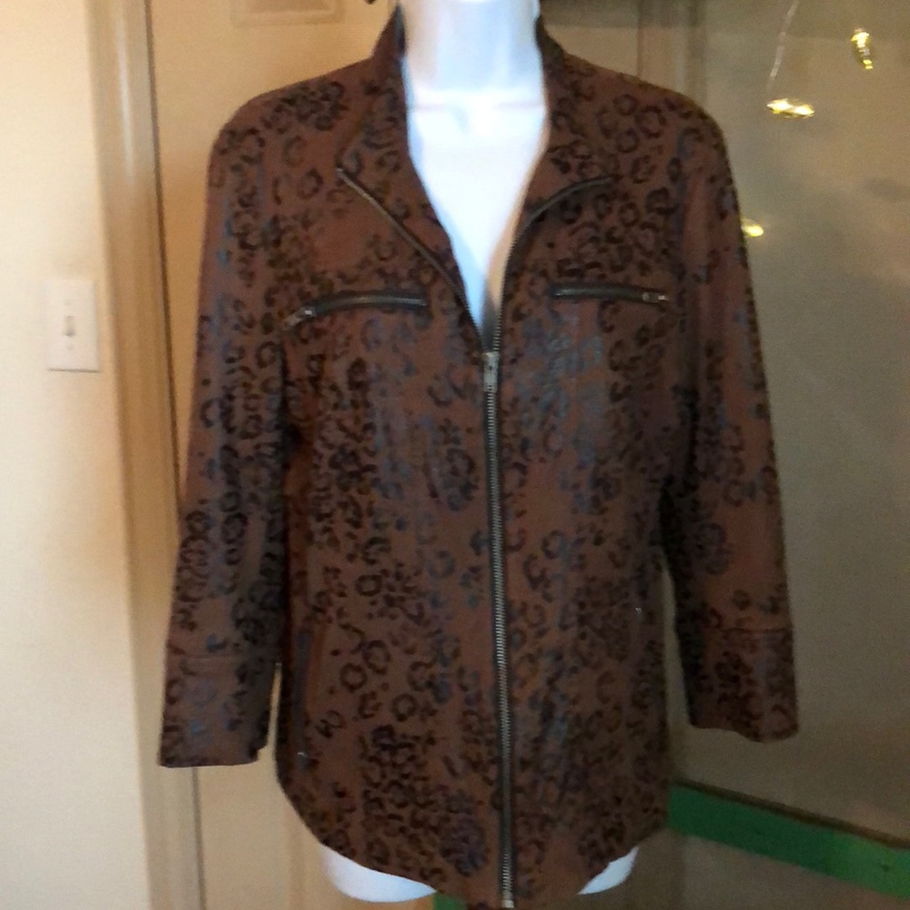Multiples zipped animal print blazer/jacket